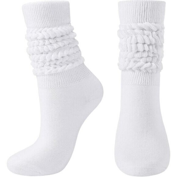 Accessories - ⚡Women White Imported Cotton Slouch Socks Scrunch Knee High Slouchy Socks